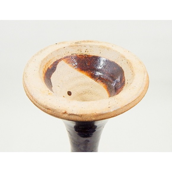 Stoneware Goblet Chalice Art Pottery Cobalt Blue Drip Glaze 8" - Picture 6 of 9